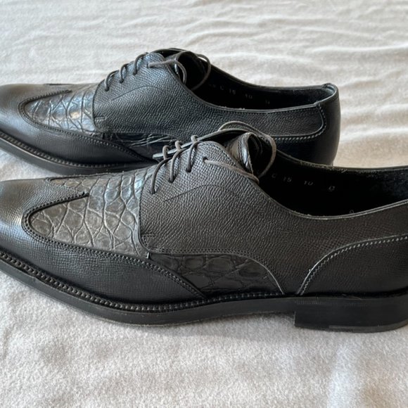 Salvatore Ferragamo Alicante Crocodile Black Alligator Wingtips (rare) Size 10 main image 4